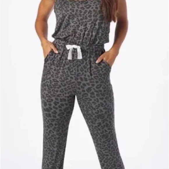 Glyder Women's Leisure Jumpsuit Leopard Print Jumpsuit - Gray - Picture 3 of 4